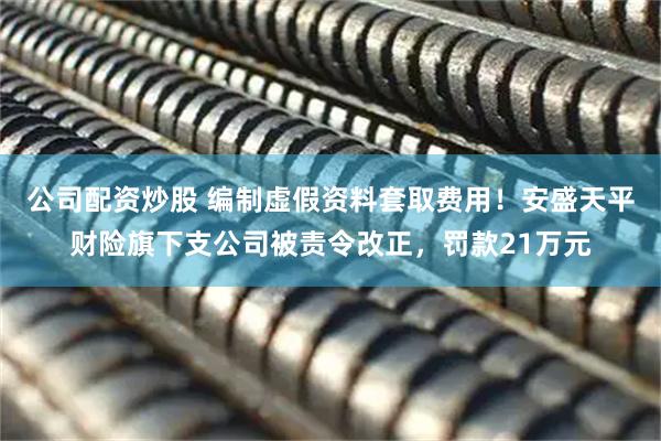 公司配资炒股 编制虚假资料套取费用！安盛天平财险旗下支公司被责令改正，罚款21万元